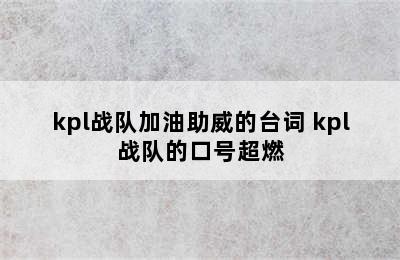 kpl战队加油助威的台词 kpl战队的口号超燃